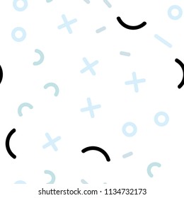 Light BLUE vector seamless texture with elements of lines. Decorative abstract design of repeating lines, circles. Pattern for design of window blinds, curtains.