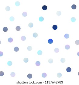 Light BLUE vector seamless texture with disks. Blurred decorative design in abstract style with bubbles. Pattern can be used as texture of water, rain drops.