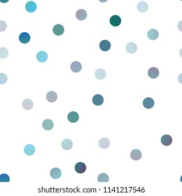 Light BLUE vector seamless texture with disks. Glitter abstract illustration with blurred drops of rain. The pattern can be used for aqua ad, booklets.