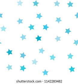 Light BLUE vector seamless texture with beautiful stars. Glitter abstract illustration with colored stars. The template can be used as a background.