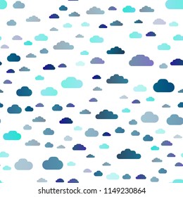 Light BLUE vector seamless texture with cloudy sky. Illustration with abstract gradient clouds. Pattern for design of window blinds, curtains.