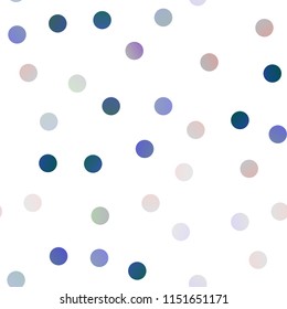 Light BLUE vector seamless texture with disks. Modern abstract illustration with colorful water drops. The pattern can be used for ads, leaflets of liquid.