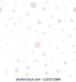 Light BLUE vector seamless texture in triangular style with circles. Glitter abstract illustration with spheres, triangular lines. Pattern for design of window blinds, curtains.