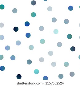 Light BLUE vector seamless texture with disks. Blurred decorative design in abstract style with bubbles. The pattern can be used for ads, leaflets of liquid.