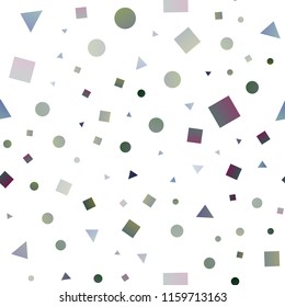 Light BLUE vector seamless texture in poly style with circles, cubes. Illustration with set of colorful circles, triangles, squares. Pattern for trendy fabric, wallpapers.