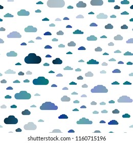 Light BLUE vector seamless texture with cloudy sky. Illustration in abstract style with colorful clouds. Pattern for design of window blinds, curtains.