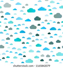 Light BLUE vector seamless texture with cloudy sky. Illustration in abstract style with colorful clouds. Design for textile, fabric, wallpapers.