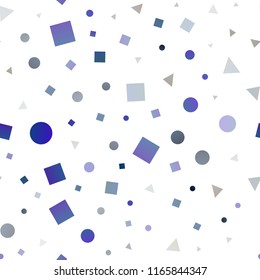 Light BLUE vector seamless texture in poly style with circles, cubes. Abstract gradient illustration with circles, triangles, cubes. Pattern for trendy fabric, wallpapers.