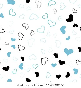 Light BLUE vector seamless texture with lovely hearts. Beautiful colored illustration with hearts in celebration style. Pattern for carnival, festival romantic leaflets.