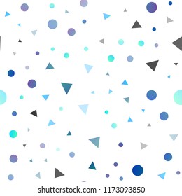 Light BLUE vector seamless texture in triangular style with circles. Modern abstract illustration with colorful dots, lines. Pattern for design of window blinds, curtains.