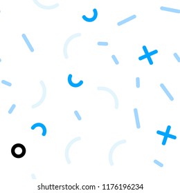 Light BLUE vector seamless texture with elements of lines. Colorful seamless gradient with lines and signs of maths. Pattern for design of window blinds, curtains.