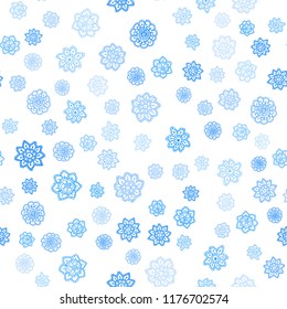 Light BLUE vector seamless texture with colored snowflakes. Snow on blurred abstract background with gradient. Design for textile, fabric, wallpapers.