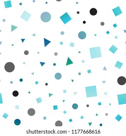 Light BLUE vector seamless texture in poly style with circles, cubes. Illustration with colorful circles, triangles, rectangles. Trendy design for wallpaper, fabric makers.