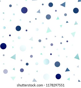 Light BLUE vector seamless texture in triangular style with circles. Glitter abstract illustration with spheres, triangular lines. Trendy design for wallpaper, fabric makers.