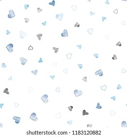 Light BLUE vector seamless texture with lovely hearts. Hearts on blurred abstract background with colorful gradient. Design for ad, poster, banner of Valentine Day.