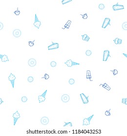 Light BLUE vector seamless texture with delicious snacks. Blurred decorative design of snacks in doodle style. Pattern for ad, booklets, leaflets of restaurants.