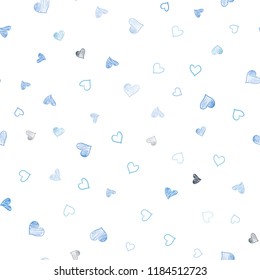 Light BLUE vector seamless texture with lovely hearts. Beautiful colored illustration with hearts in celebration style. Beautiful design for your business advert of anniversary.