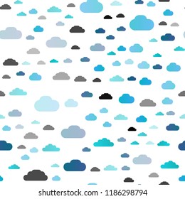 Light BLUE vector seamless texture with cloudy sky. Modern illustration with colorful gradient clouds. Pattern for design of window blinds, curtains.