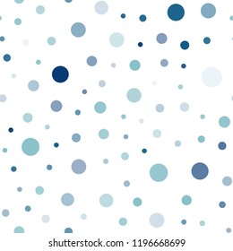Light BLUE vector seamless texture with disks. Glitter abstract illustration with blurred drops of rain. Pattern for design of window blinds, curtains.