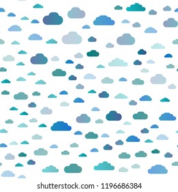 Light BLUE vector seamless texture with cloudy sky. Illustration with abstract gradient clouds. Pattern for design of window blinds, curtains.