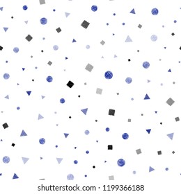 Light BLUE vector seamless texture with poly style with circles, cubes. Abstract gradient illustration with circles, triangles, cubes. Pattern for design of fabric, wallpapers.