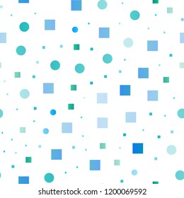 Light BLUE vector seamless texture with disks, rectangles. Decorative design in abstract style with circles, rectangles. Trendy design for wallpaper, fabric makers.