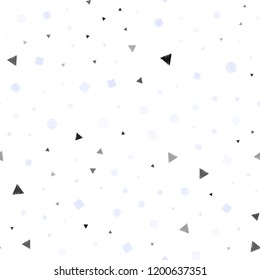 Light BLUE vector seamless texture with poly style with circles, cubes. Abstract gradient illustration with circles, triangles, cubes. Pattern for design of window blinds, curtains.