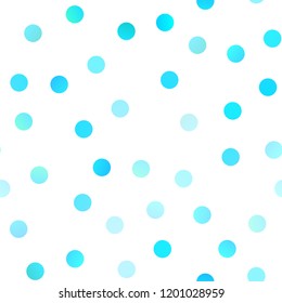 Light BLUE vector seamless texture with disks. Glitter abstract illustration with blurred drops of rain. Pattern can be used as texture of water, rain drops.