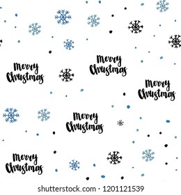 Light BLUE vector seamless texture with colored snowflakes. Modern geometrical abstract illustration with snowflakes. Pattern for design of window blinds, curtains.