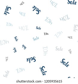 Light BLUE vector seamless texture with selling prices 40 %. Abstract illustration with colorful gradient symbols of sales. Backdrop for super sales on Black Friday.