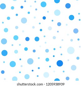 Light BLUE vector seamless texture with disks. Beautiful colored illustration with blurred circles in nature style. Pattern for design of window blinds, curtains.