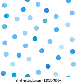 Light BLUE vector seamless texture with disks. Glitter abstract illustration with blurred drops of rain. The pattern can be used for ads, leaflets of liquid.