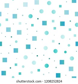 Light BLUE vector seamless texture with disks, rectangles. Illustration with set of shining colorful abstract circles, cubes. Trendy design for wallpaper, fabric makers.