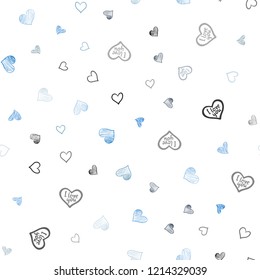 Light BLUE vector seamless texture with lovely hearts. Illustration with hearts in love concept for valentine's day. Pattern for marriage gifts, congratulations.