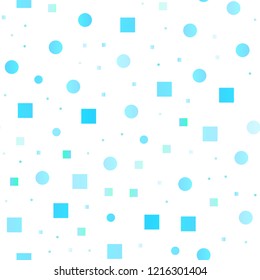 Light BLUE vector seamless texture with disks, rectangles. Decorative design in abstract style with circles, rectangles. Design for textile, fabric, wallpapers.