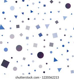 Light BLUE vector seamless texture in poly style with circles, cubes. Abstract illustration with colorful dots, lines, cubes. Pattern for design of fabric, wallpapers.