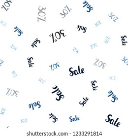 Light BLUE vector seamless texture with selling prices 30 %. Colorful set of  percentage signs in simple style. Backdrop for super sales on Black Friday.