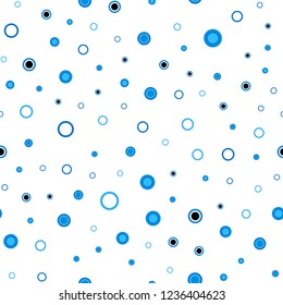 Light BLUE vector seamless texture with disks. Illustration with set of shining colorful abstract circles. Template for business cards, websites.