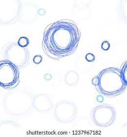 Light BLUE vector seamless texture with disks. Illustration with set of shining colorful abstract circles. Texture for window blinds, curtains.