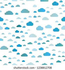 Light BLUE vector seamless texture with cloudy sky. Colorful illustration consisted of abstract clouds. Pattern for design of window blinds, curtains.