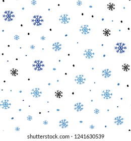 Light BLUE vector seamless texture with colored snowflakes. Shining colorful illustration with snow on abstract template. Design for textile, fabric, wallpapers.