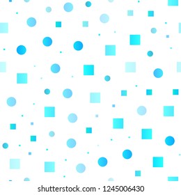 Light BLUE vector seamless texture with disks, rectangles. Colorful gradient with circles, rectangles on abstract backdrop. Design for textile, fabric, wallpapers.