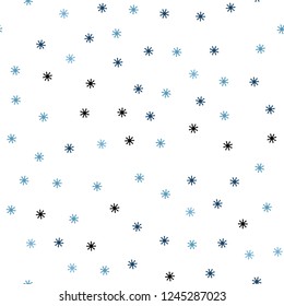 Light BLUE vector seamless texture with colored snowflakes. Colorful decorative design in xmas style with snow. Design for wallpaper, fabric makers.