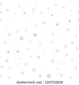 Light BLUE vector seamless texture with colored snowflakes. Colorful decorative design in xmas style with snow. Pattern for trendy fabric, wallpapers. Light BLUE vector seamless texture with colored snowflakes. Colorful decorative design in xmas style with snow. Pattern for trendy fabric, wallpapers.