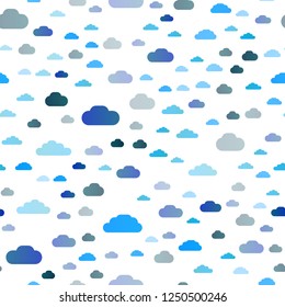 Light BLUE vector seamless texture with cloudy sky. Colorful illustration consisted of abstract clouds. Pattern for design of window blinds, curtains.