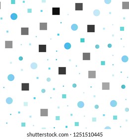 Light BLUE vector seamless texture with disks, rectangles. Colorful illustration with circles, squares in nature style. Design for textile, fabric, wallpapers.