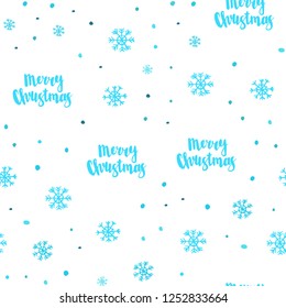 Light BLUE vector seamless texture with colored snowflakes. Shining colorful illustration with snow in christmas style. Design for textile, fabric, wallpapers.