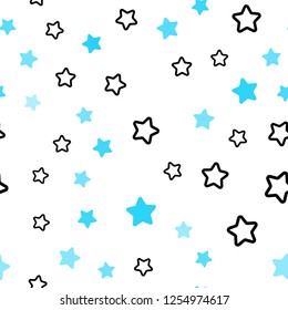 Light BLUE vector seamless texture with beautiful stars. Blurred decorative design in simple style with stars. Pattern for design of fabric, wallpapers.