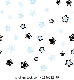 Light BLUE vector seamless texture with beautiful stars. Glitter abstract illustration with colored stars. Template for business cards, websites.