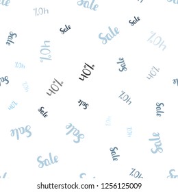 Light BLUE vector seamless texture with selling prices 40 %. Colorful set of  percentage signs in simple style. Backdrop for ads, leaflets of Black Friday.